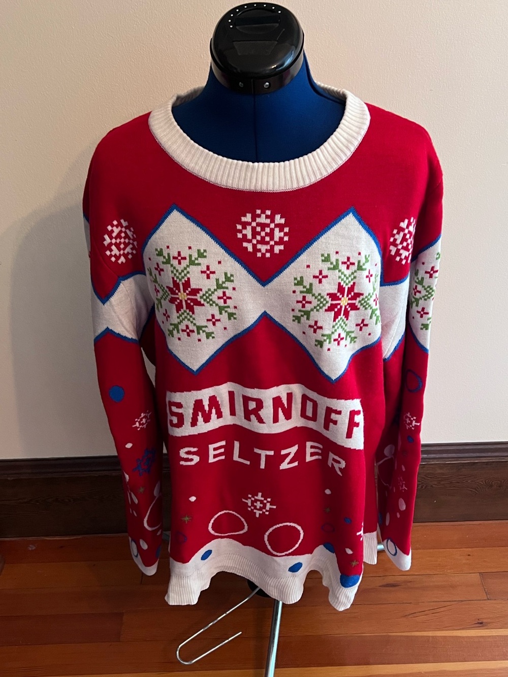 Smirnoff Crewneck Red Holiday Sweater for Women